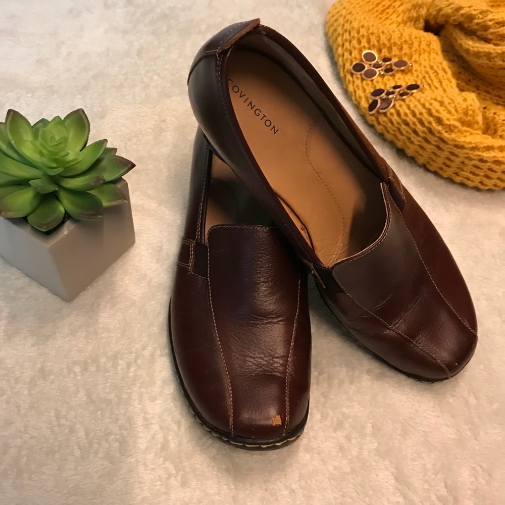 Brown Leather slip on shoes